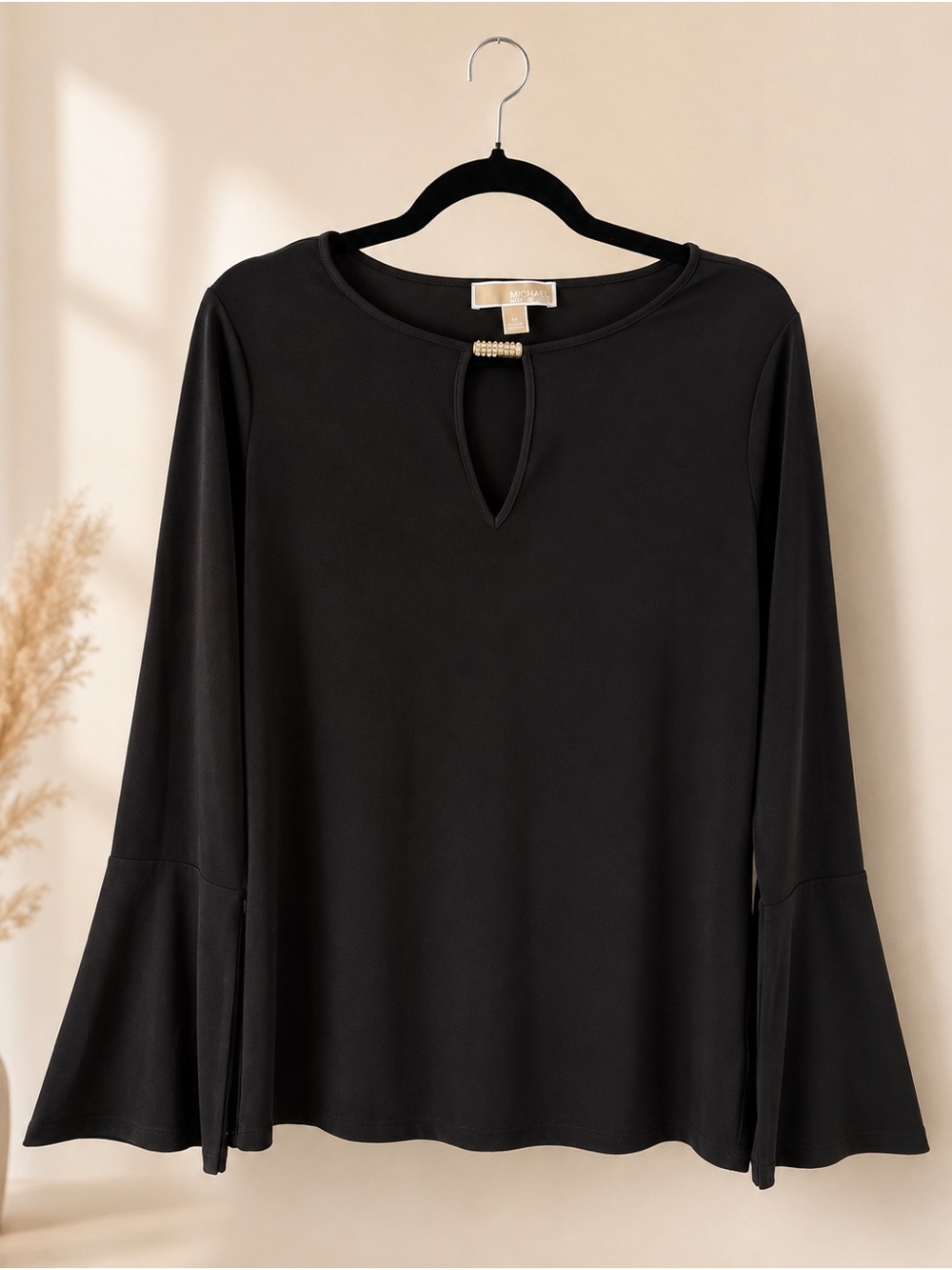 MICHAEL Michael Kors Black Rhinestone Bell Sleeve Top M